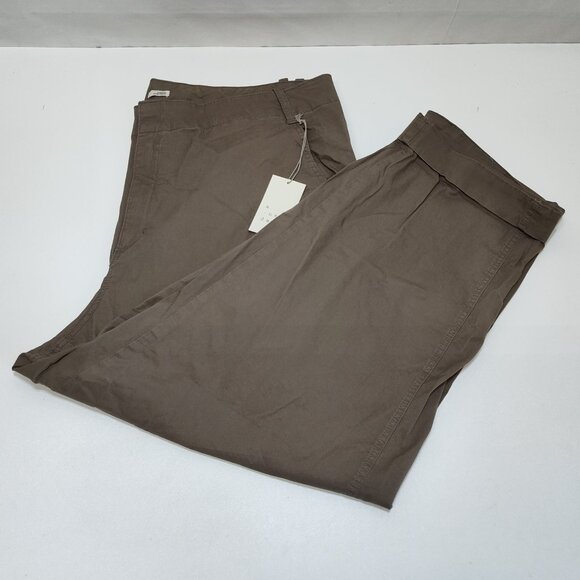 A New Day Womens 20W Dark Brown Stretch Straight Relaxed Cuffed Ankle Pants NWT - Picture 6 of 11